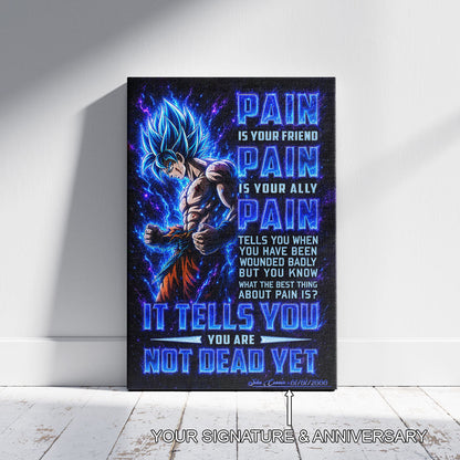 Dragon Ball Canvas Wall Art - DR100 - Super Saiyan Blue Goku - Pain Is Your Friend