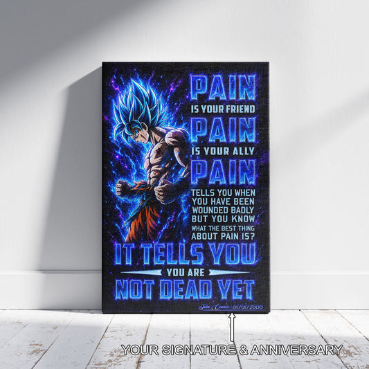 Dragon Ball Canvas Wall Art - DR100 - Super Saiyan Blue Goku - Pain Is Your Friend