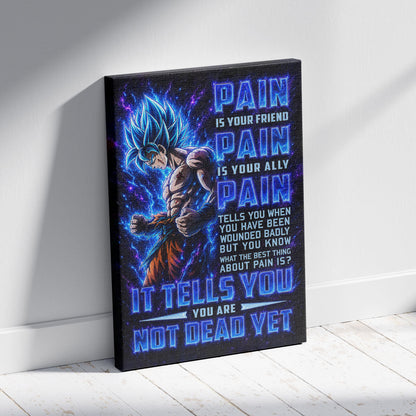 Dragon Ball Canvas Wall Art - DR100 - Super Saiyan Blue Goku - Pain Is Your Friend