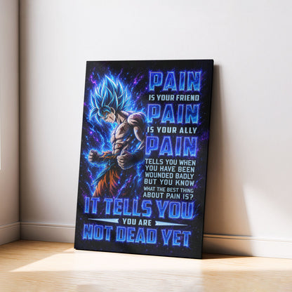 Dragon Ball Canvas Wall Art - DR100 - Super Saiyan Blue Goku - Pain Is Your Friend
