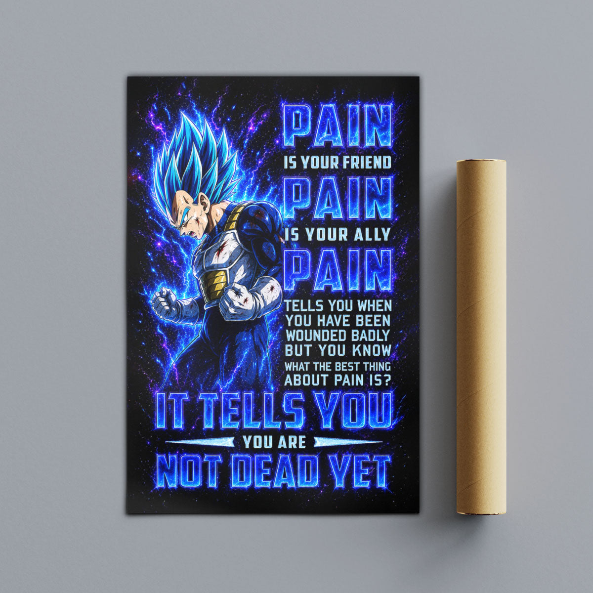 Dragon Ball Canvas Wall Art - DR101 - Super Saiyan Blue Vegeta - Pain Is Your Friend