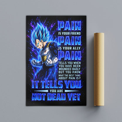 Dragon Ball Canvas Wall Art - DR101 - Super Saiyan Blue Vegeta - Pain Is Your Friend