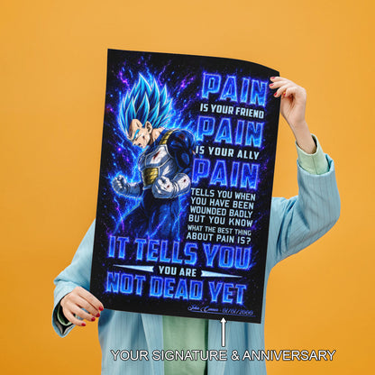 Dragon Ball Canvas Wall Art - DR101 - Super Saiyan Blue Vegeta - Pain Is Your Friend