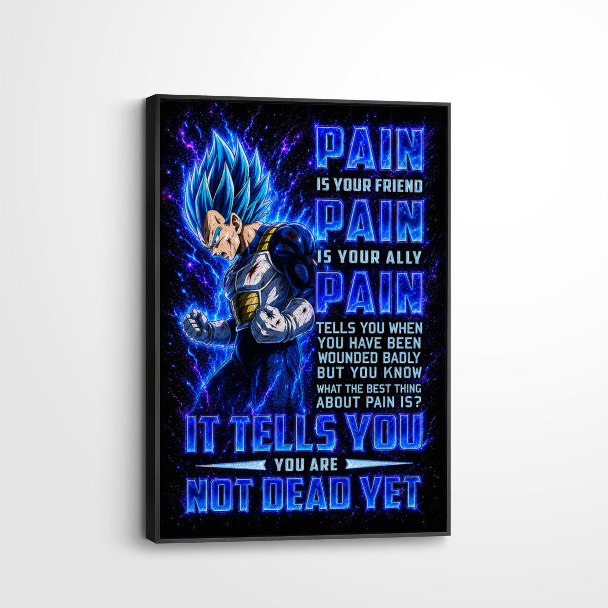 Dragon Ball Canvas Wall Art - DR101 - Super Saiyan Blue Vegeta - Pain Is Your Friend