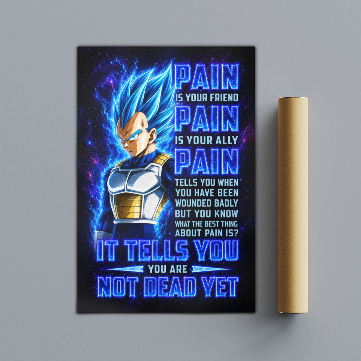 Dragon Ball Canvas Wall Art - DR102 - Super Saiyan Blue Vegeta - Pain Is Your Friend