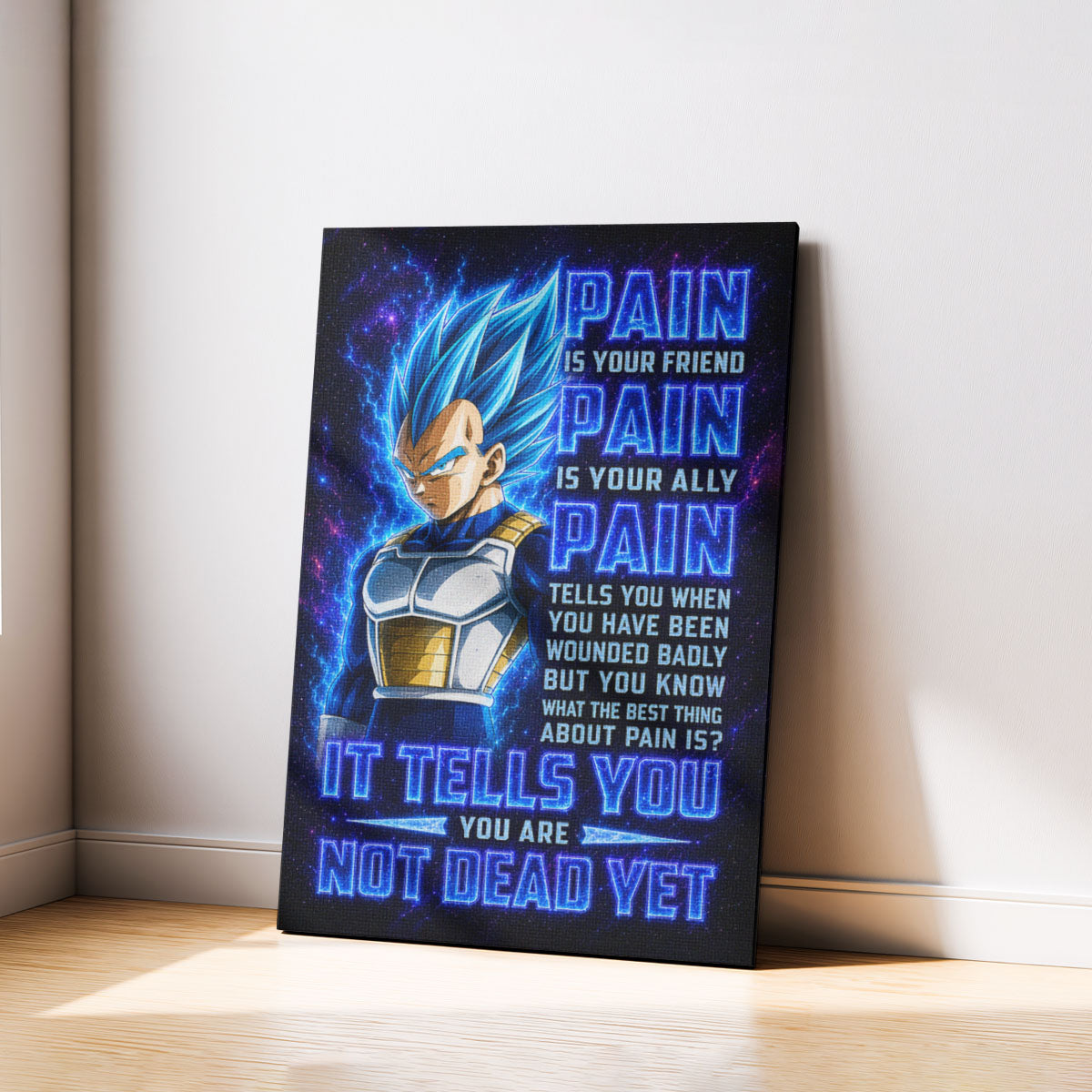 Dragon Ball Canvas Wall Art - DR102 - Super Saiyan Blue Vegeta - Pain Is Your Friend