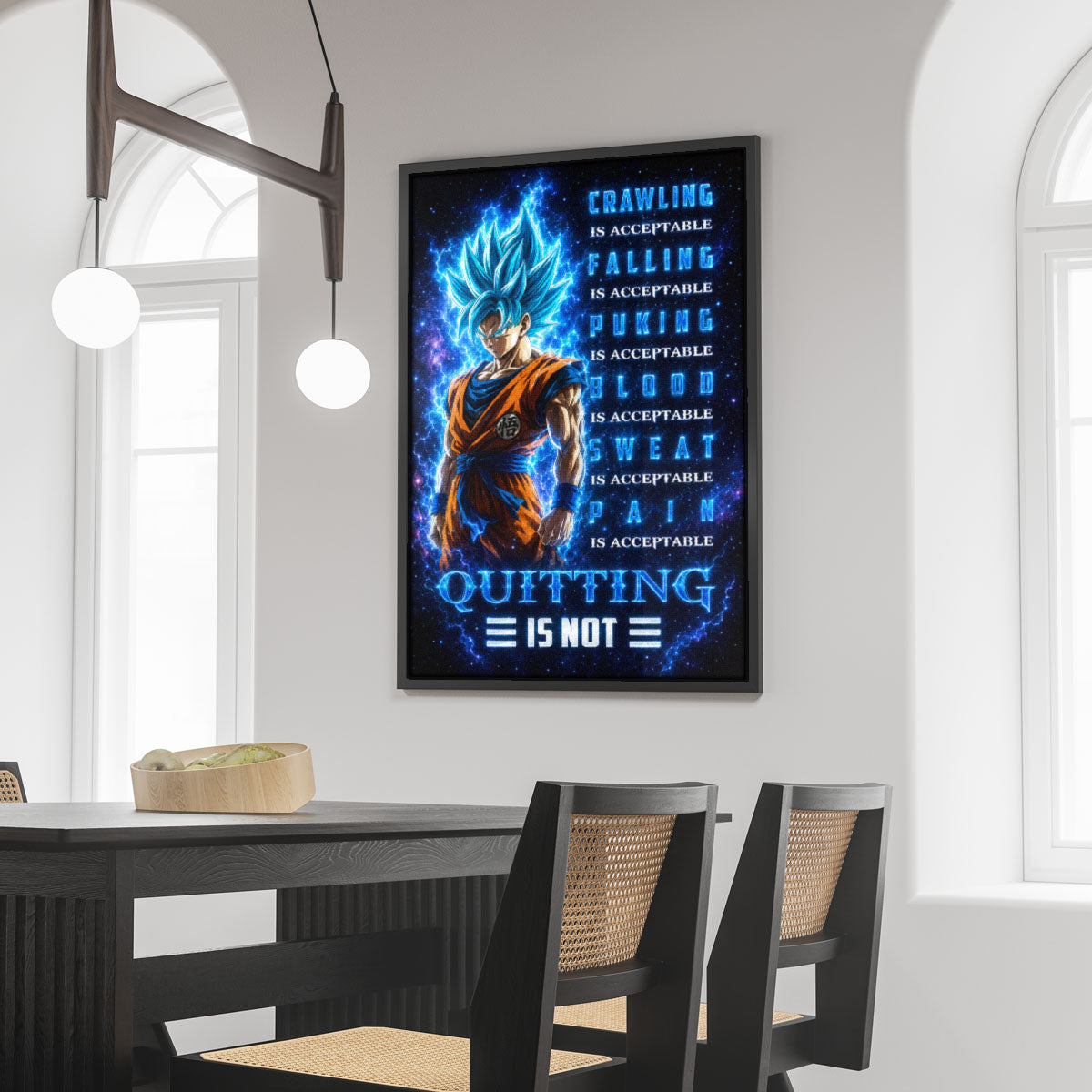 Dragon Ball Canvas Wall Art - DR103 - Super Saiyan Blue Goku - Quitting Is Not