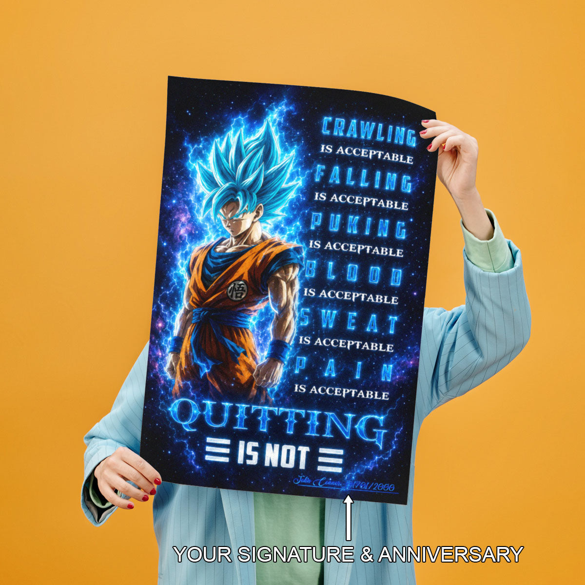 Dragon Ball Canvas Wall Art - DR103 - Super Saiyan Blue Goku - Quitting Is Not