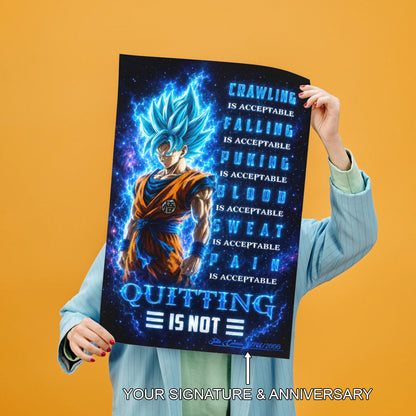 Dragon Ball Canvas Wall Art - DR103 - Super Saiyan Blue Goku - Quitting Is Not