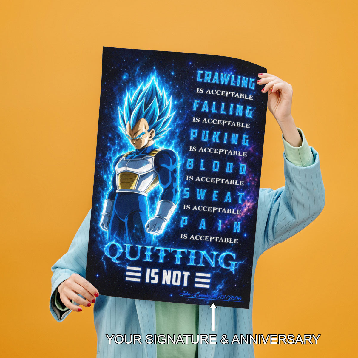 Dragon Ball Canvas Wall Art - DR104 - Super Saiyan Blue Vegeta - Quitting Is Not