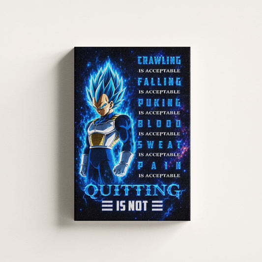 Dragon Ball Canvas Wall Art - DR104 - Super Saiyan Blue Vegeta - Quitting Is Not