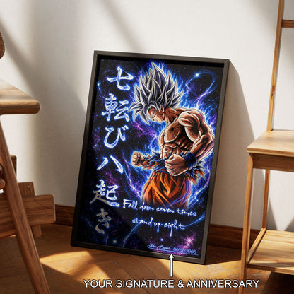 Dragon Ball Canvas Wall Art - DR105 - Ultra Instinct Goku - Fall Down Seven Times Stand Up Eight