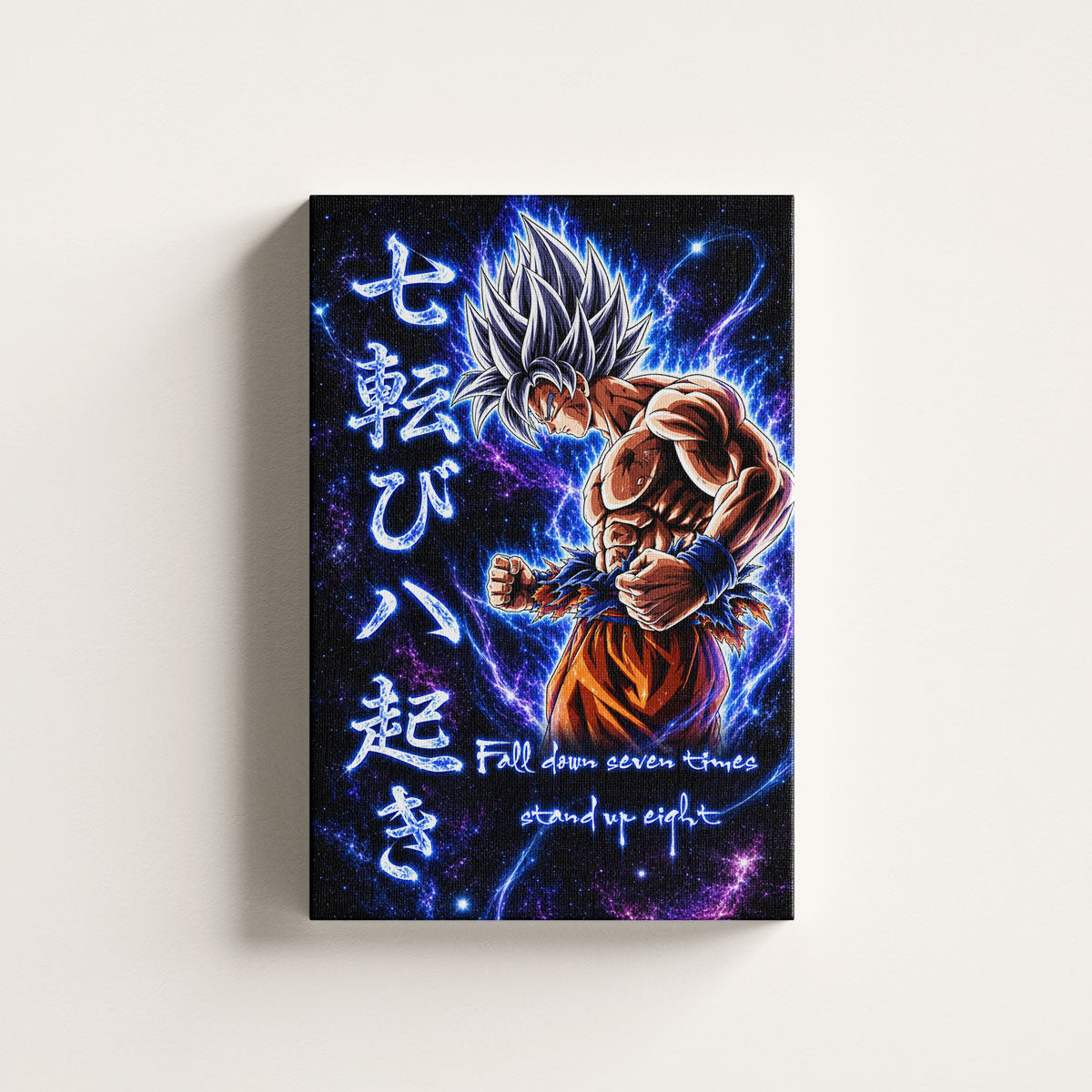 Dragon Ball Canvas Wall Art - DR105 - Ultra Instinct Goku - Fall Down Seven Times Stand Up Eight