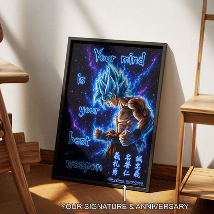 Dragon Ball Canvas Wall Art - DR108 - Super Saiyan Blue Goku - Your Mind Is Your Best Weapon