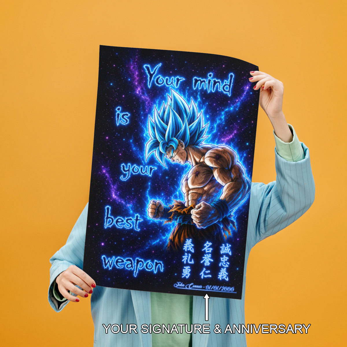 Dragon Ball Canvas Wall Art - DR108 - Super Saiyan Blue Goku - Your Mind Is Your Best Weapon