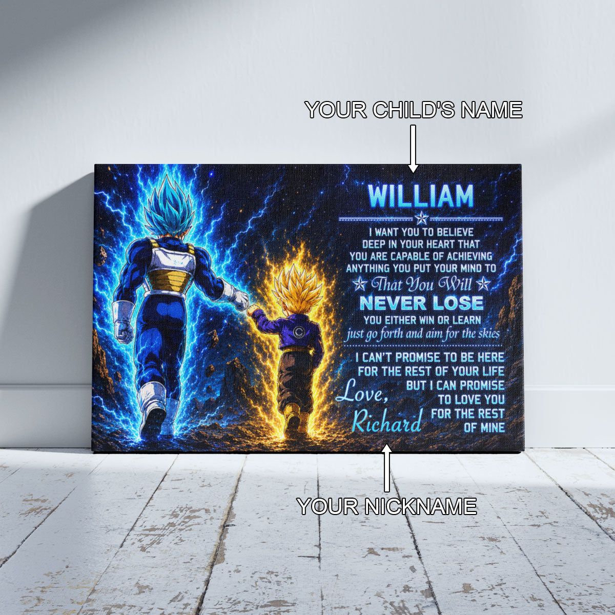 Dragon Ball Canvas Wall Art - DR110 - Vegeta - Trunks - To My Son From Dad Meaningful Gift for Son