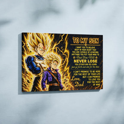 Dragon Ball Canvas Wall Art - DR111 - Vegeta - Trunks - To My Son From Dad Meaningful Gift for Son