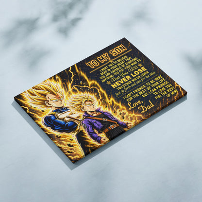 Dragon Ball Z Vegeta and Trunks Canvas Wall Art - To My Son From Dad Meaningful Gift for Son - DBZ Anime Ready to Hang Boy Room Decor - DR111