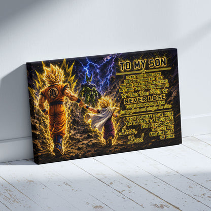 Dragon Ball Z Goku Gohan Canvas Wall Art - To My Son From Dad Meaningful Inspirational Gift - DBZ Anime Ready to Hang Boy Room Decor - DR112