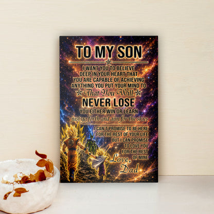 Dragon Ball Z Goku Gohan Canvas Wall Art - To My Son From Dad Meaningful Inspirational Gift - DBZ Anime Ready to Hang Boy Room Decor - DR113