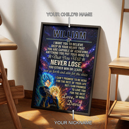 Dragon Ball Canvas Wall Art - DR114 - Vegeta - Trunks - To My Son From Dad Meaningful Gift for Son