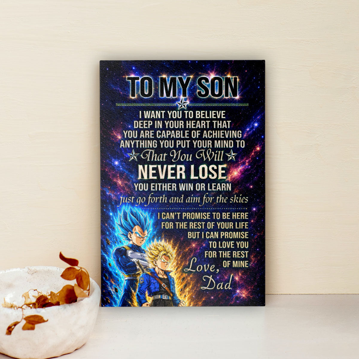 Dragon Ball Canvas Wall Art - DR114 - Vegeta - Trunks - To My Son From Dad Meaningful Gift for Son