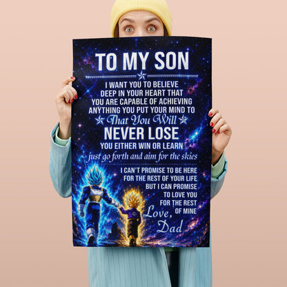 Dragon Ball Z Vegeta and Trunks Canvas Wall Art - To My Son From Dad Meaningful Inspirational Gift - DBZ Anime Ready to Hang Boy Room Decor - DR115