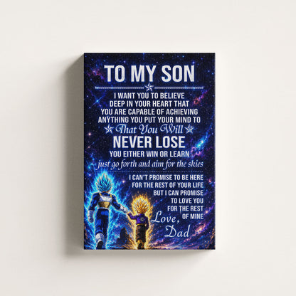 Dragon Ball Z Vegeta and Trunks Canvas Wall Art - To My Son From Dad Meaningful Inspirational Gift - DBZ Anime Ready to Hang Boy Room Decor - DR115