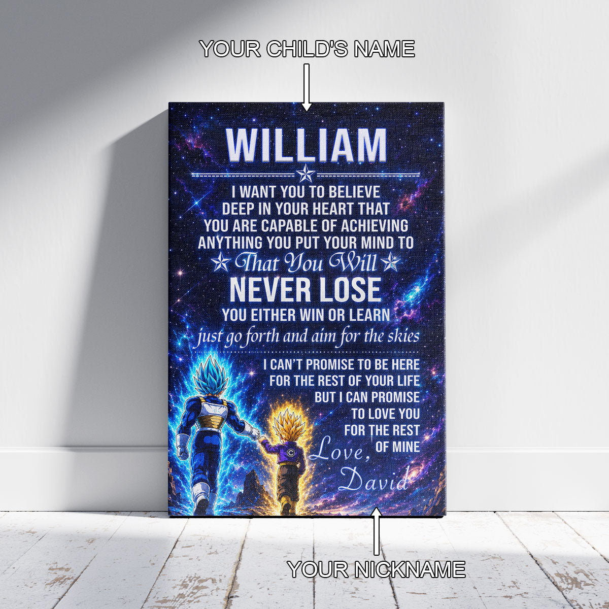 Dragon Ball Canvas Wall Art - DR115 - Vegeta - Trunks - To My Son From Dad Meaningful Gift for Son