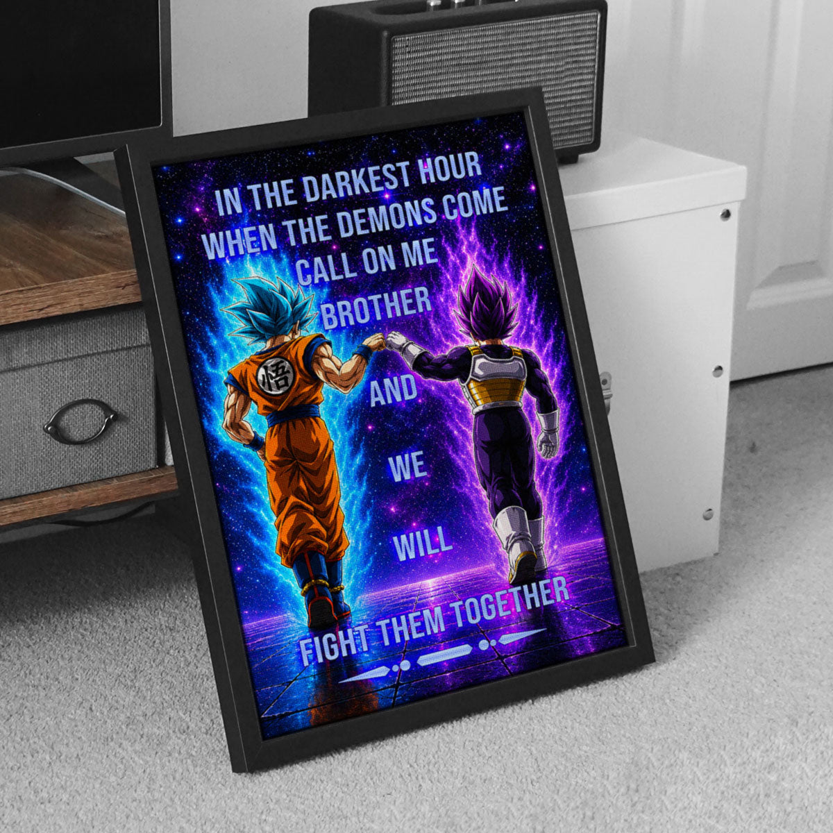 Dragon Ball Canvas Wall Art - DR116 - Saiyan Blue Goku - Ultra Ego Vegeta - Call On Me Brother