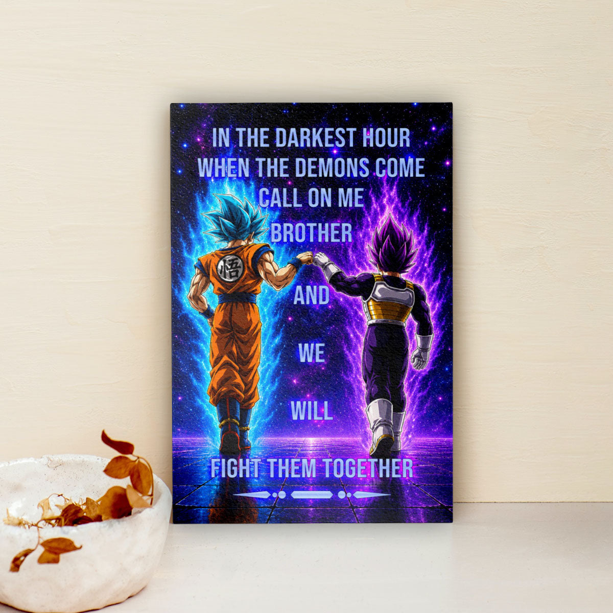 Dragon Ball Canvas Wall Art - DR116 - Saiyan Blue Goku - Ultra Ego Vegeta - Call On Me Brother