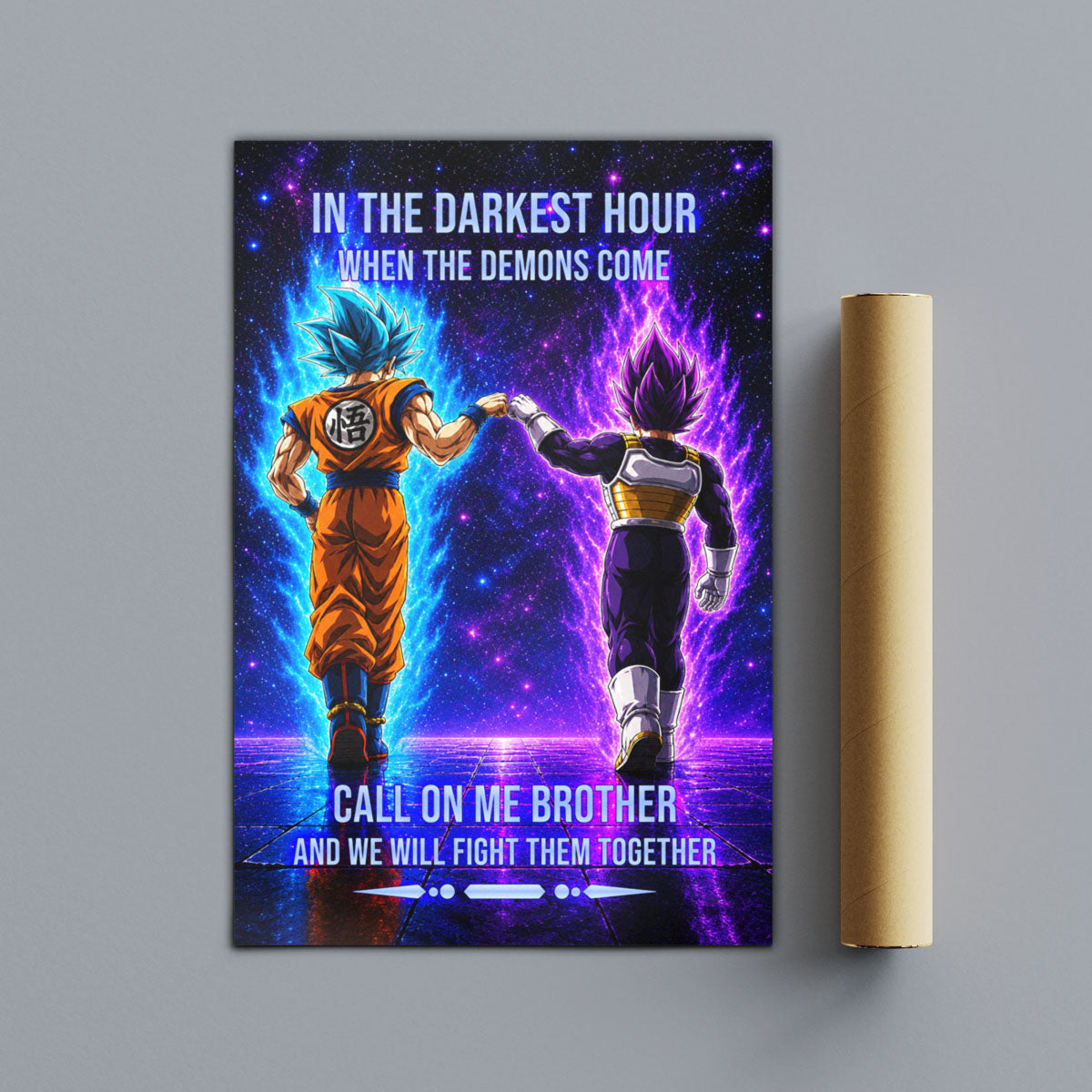 Dragon Ball Canvas Wall Art - DR117 - Saiyan Blue Goku - Ultra Ego Vegeta - Call On Me Brother