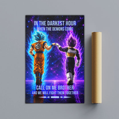 Dragon Ball Canvas Wall Art - DR117 - Saiyan Blue Goku - Ultra Ego Vegeta - Call On Me Brother