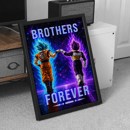 Dragon Ball Canvas Wall Art - DR118 - Saiyan Blue Goku - Ultra Ego Vegeta - Brothers Forever