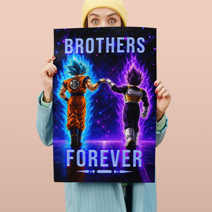 Dragon Ball Canvas Wall Art - DR118 - Saiyan Blue Goku - Ultra Ego Vegeta - Brothers Forever