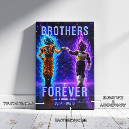 Dragon Ball Canvas Wall Art - DR118 - Saiyan Blue Goku - Ultra Ego Vegeta - Brothers Forever