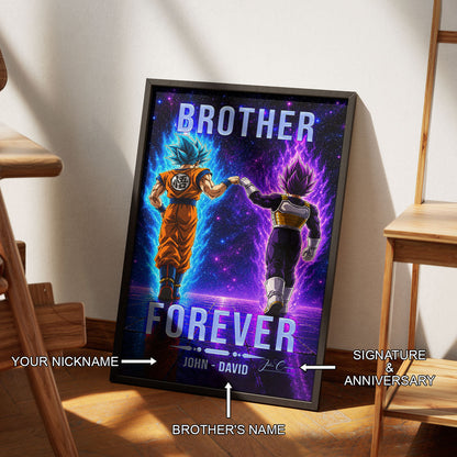 Dragon Ball Canvas Wall Art - DR119 - Saiyan Blue Goku - Ultra Ego Vegeta - Brother Forever