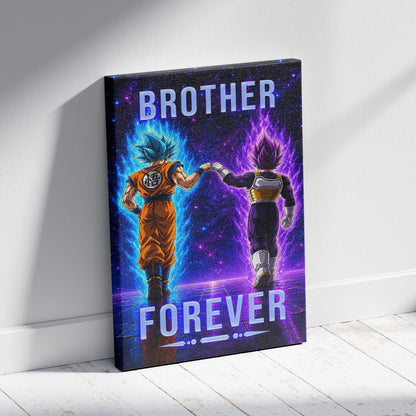 Dragon Ball Canvas Wall Art - DR119 - Saiyan Blue Goku - Ultra Ego Vegeta - Brother Forever