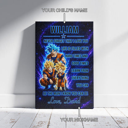 Dragon Ball Canvas Wall Art - DR120 - Goku - Gohan - To My Son From Dad Meaningful Gift for Son
