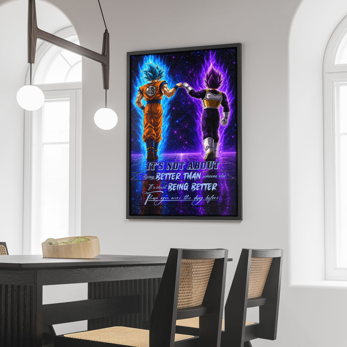 Dragon Ball Canvas Wall Art - DR121 - Saiyan Blue Goku - Ultra Ego Vegeta - Being Better Than Yesterday