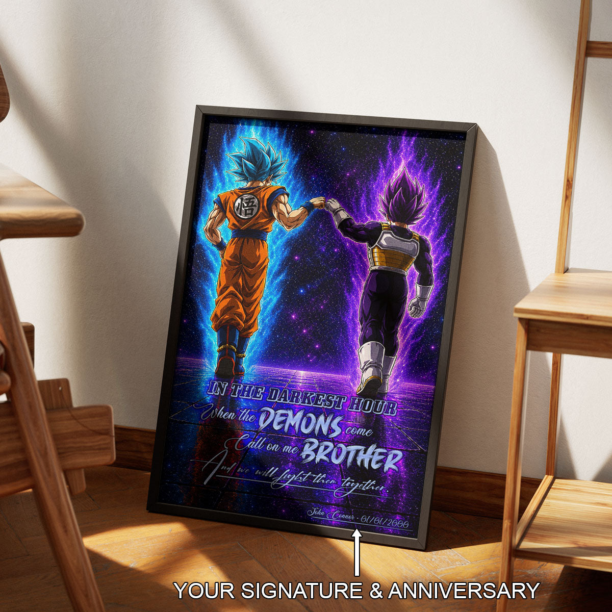 Dragon Ball Canvas Wall Art - DR122 - Saiyan Blue Goku - Ultra Ego Vegeta - Call On Me Brother