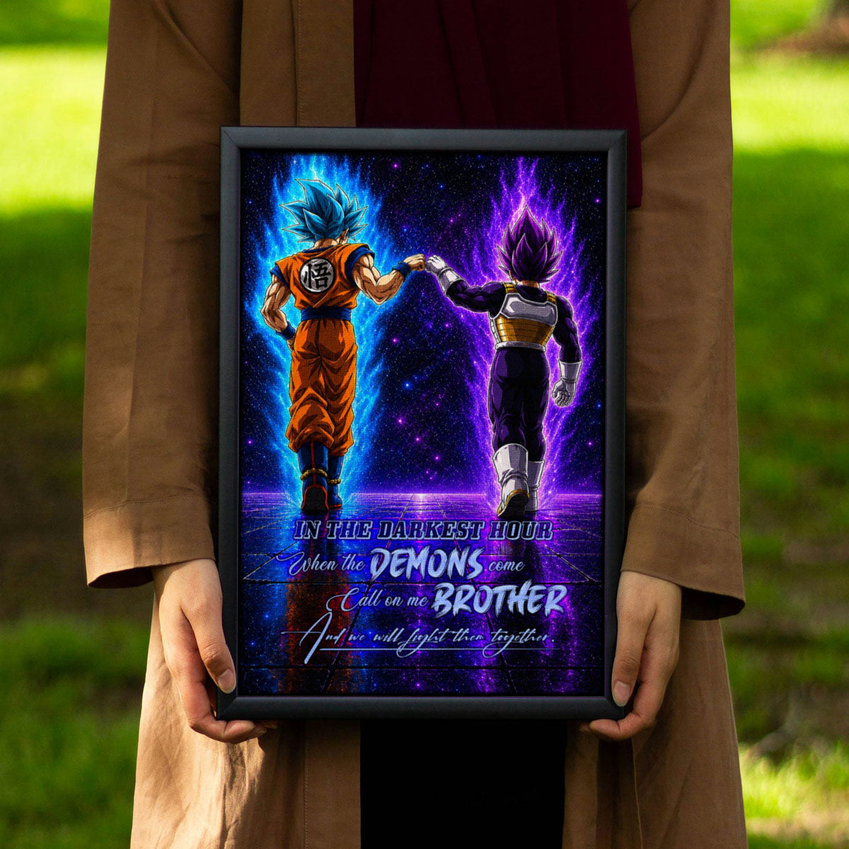 Dragon Ball Canvas Wall Art - DR122 - Saiyan Blue Goku - Ultra Ego Vegeta - Call On Me Brother