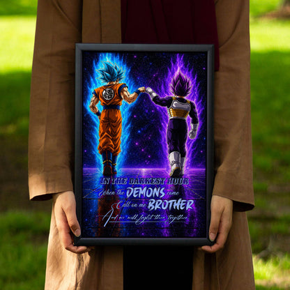 Dragon Ball Canvas Wall Art - DR122 - Saiyan Blue Goku - Ultra Ego Vegeta - Call On Me Brother