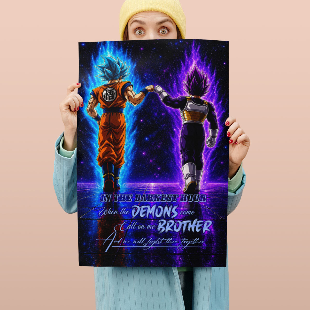 Dragon Ball Canvas Wall Art - DR122 - Saiyan Blue Goku - Ultra Ego Vegeta - Call On Me Brother