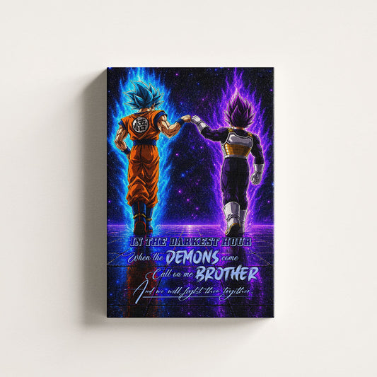 Dragon Ball Canvas Wall Art - DR122 - Saiyan Blue Goku - Ultra Ego Vegeta - Call On Me Brother