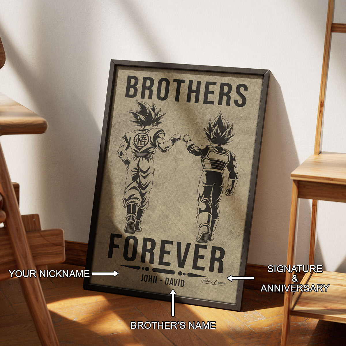 Dragon Ball Canvas Wall Art - DR126 - Goku - Vegeta - Brothers Forever