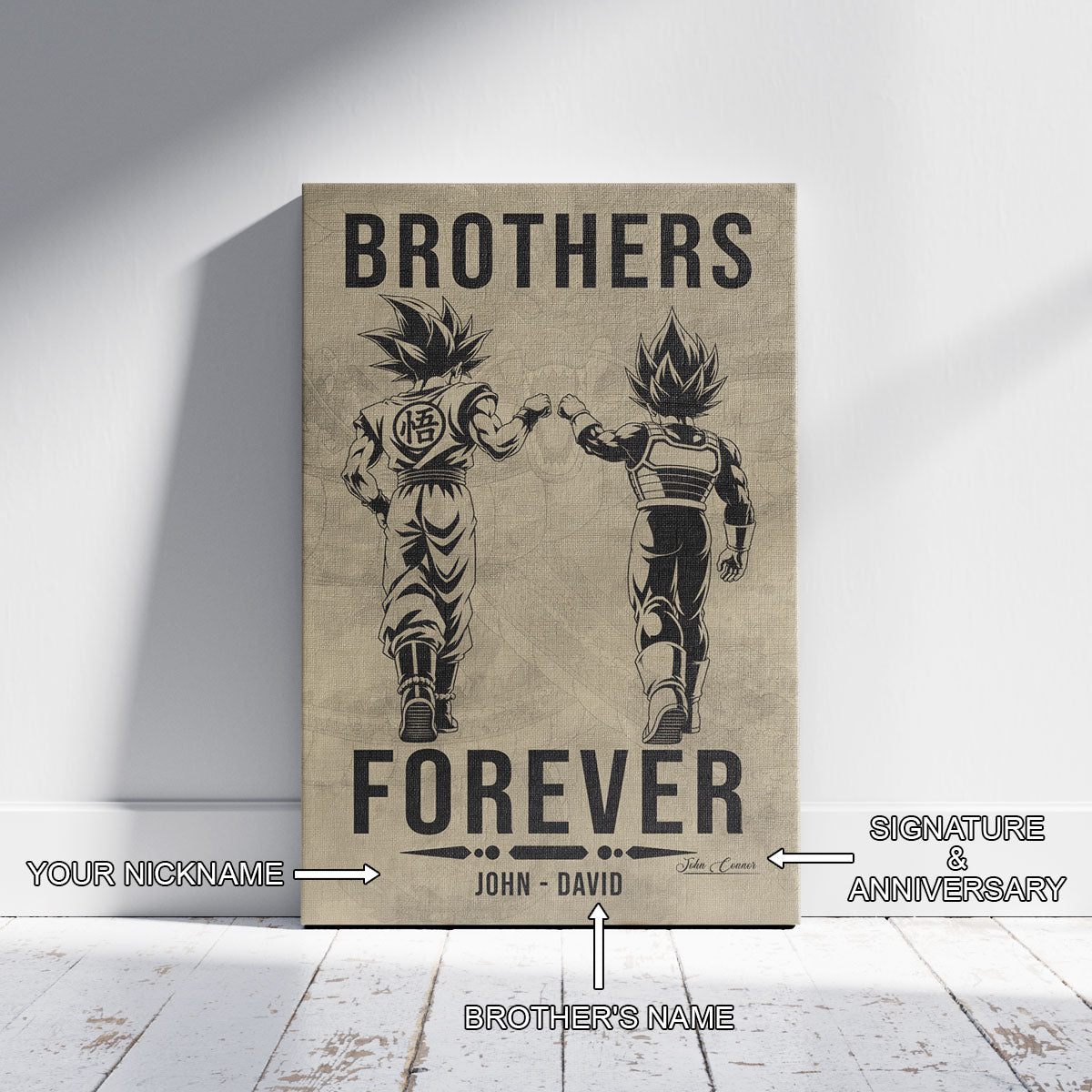 Dragon Ball Canvas Wall Art - DR126 - Goku - Vegeta - Brothers Forever