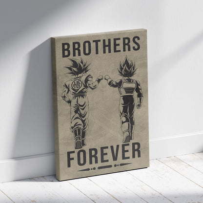 Dragon Ball Super Saiyan Blue Goku & Ultra Ego Vegeta Canvas Wall Art - “Brothers Forever” DBZ Poster - Ready to Hang Home Office Decor - DR126