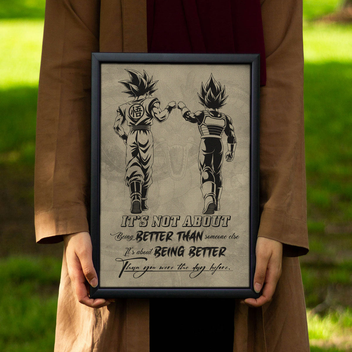 Dragon Ball Canvas Wall Art - DR129 - Goku - Vegeta - Being Better Than Yesterday