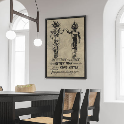 Dragon Ball Canvas Wall Art - DR129 - Goku - Vegeta - Being Better Than Yesterday